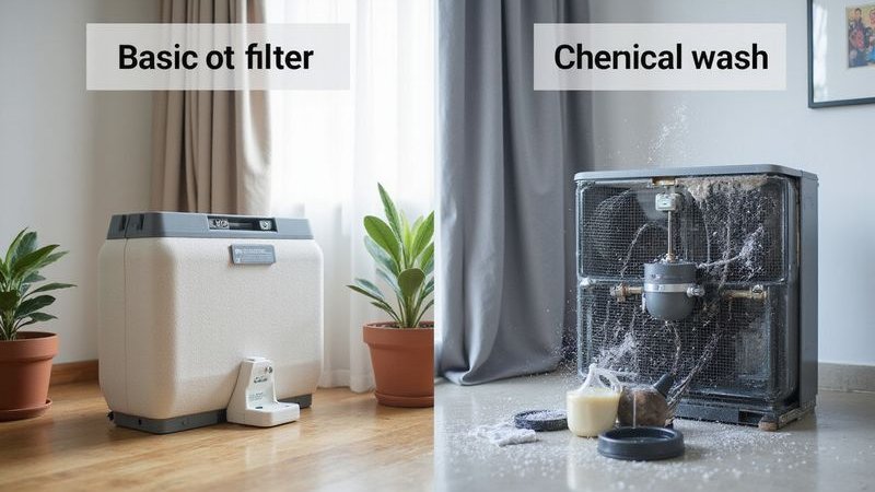 Chemical wash vs normal cleaning comparison